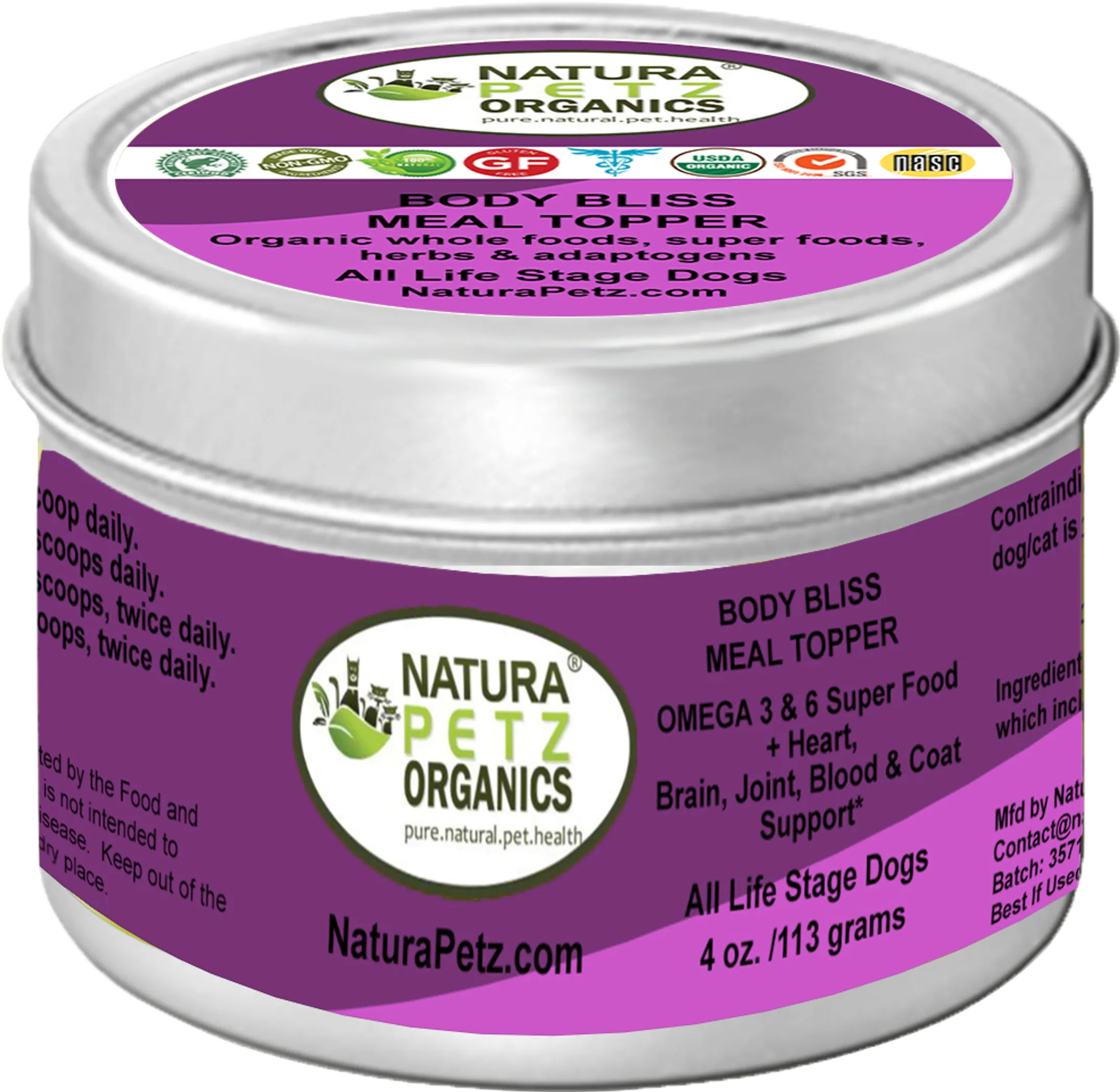 Organic Omega 3 & 6 Super Food + Heart, Brain Joint, Blood & Coat Support Meal Topper