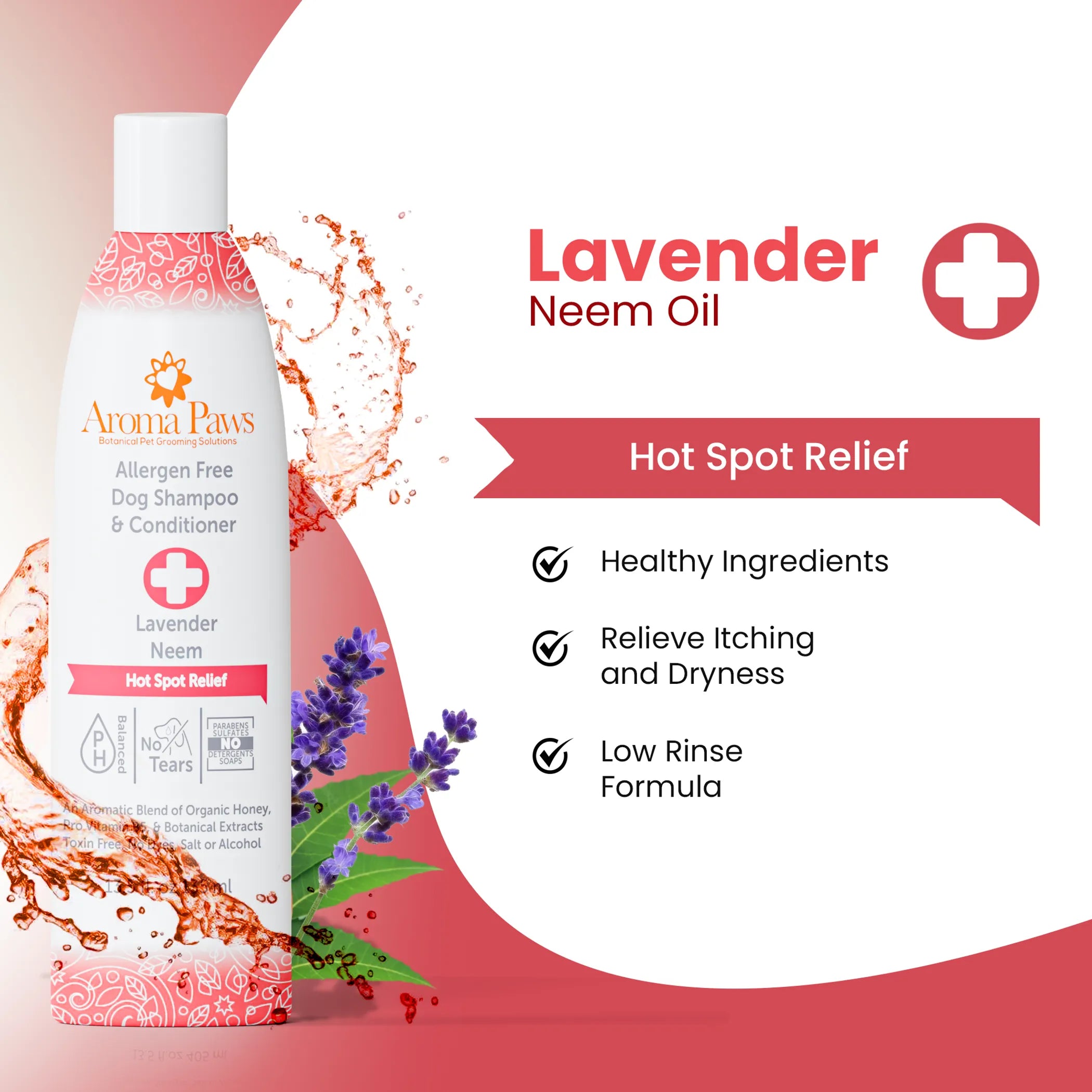 Hot Spot Relief Lavender Neem Oil Allergen Free Dog Shampoo & Conditioner