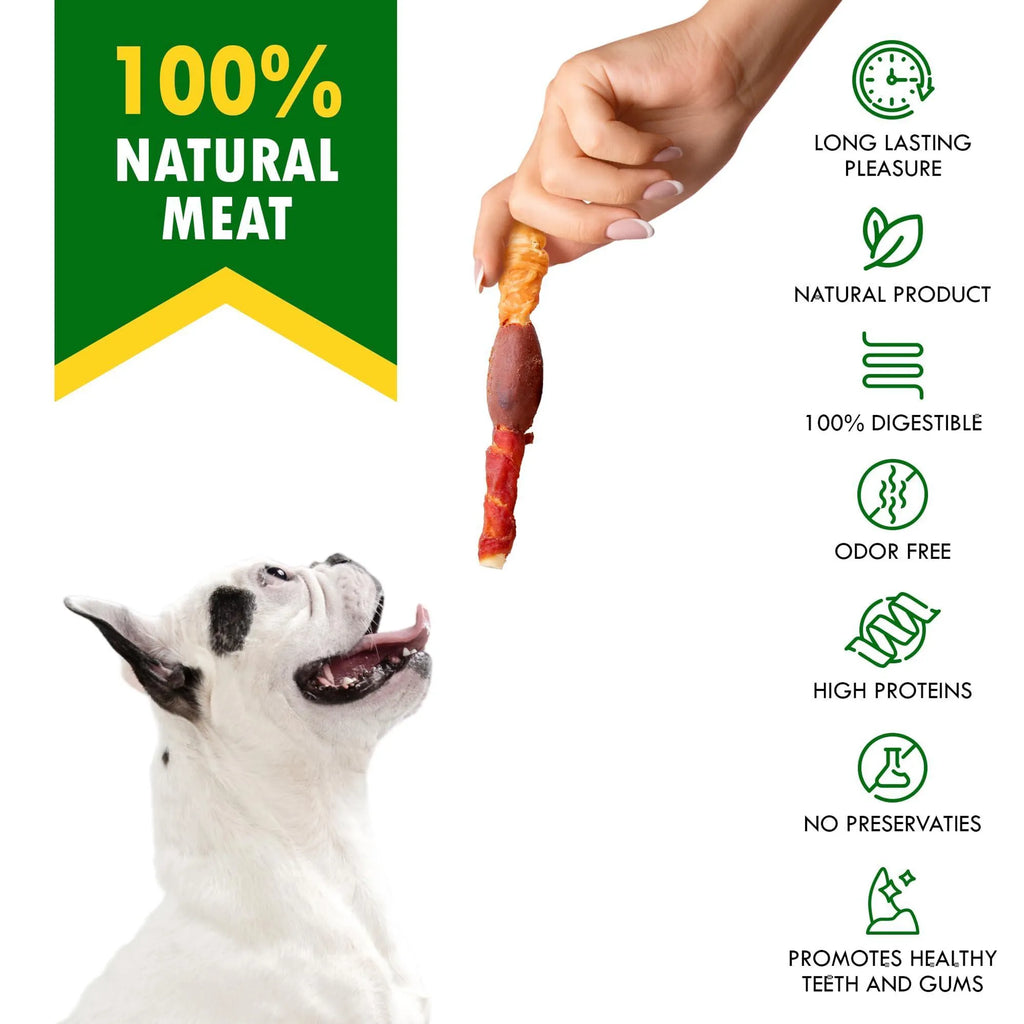 Premium Triple Flavor Twist Dog Treats – Chicken, Duck & Chicken Liver Chews