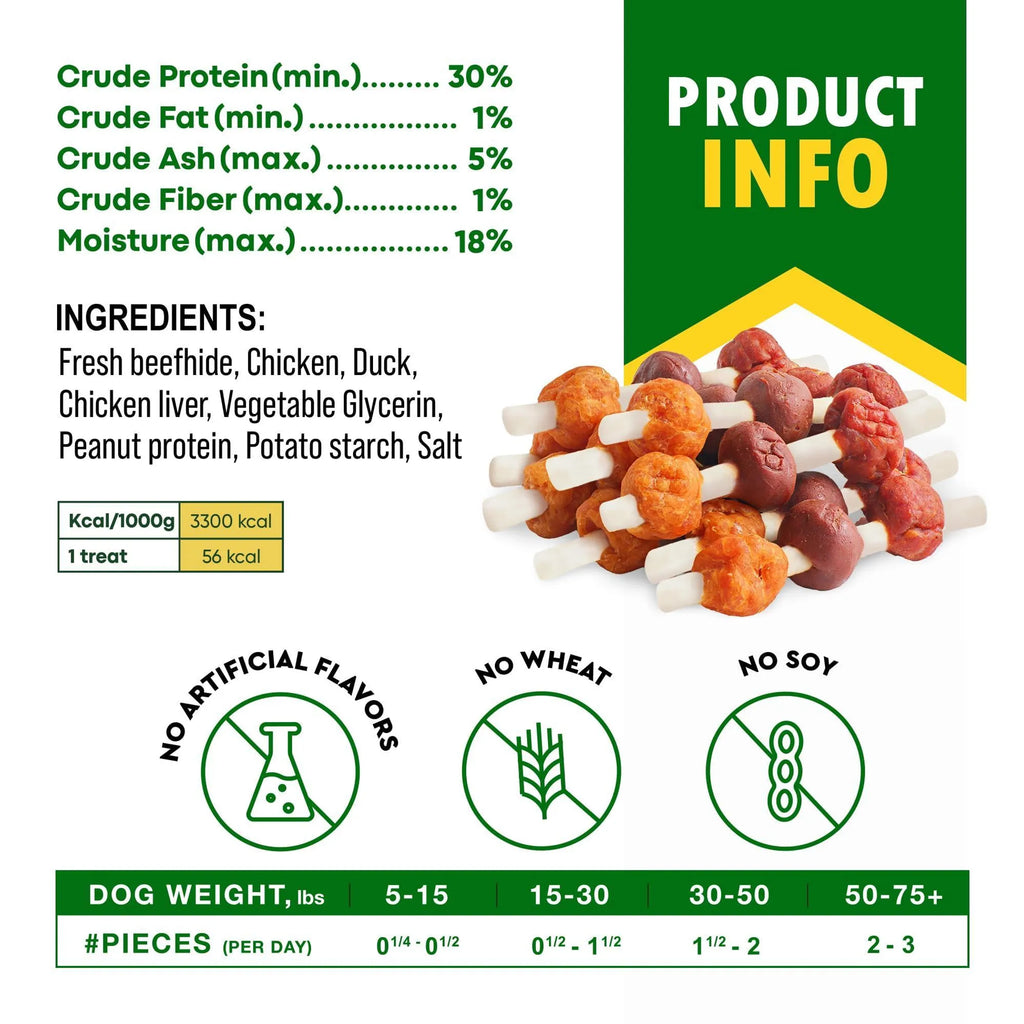 Premium Chicken & Duck Kebob Dog Treats