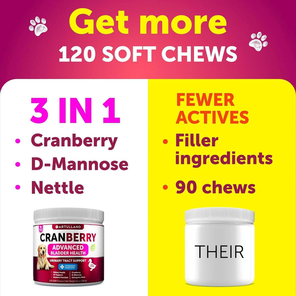 Cranberry Advanced Bladder & Urinary Tract Support Chews For Dogs