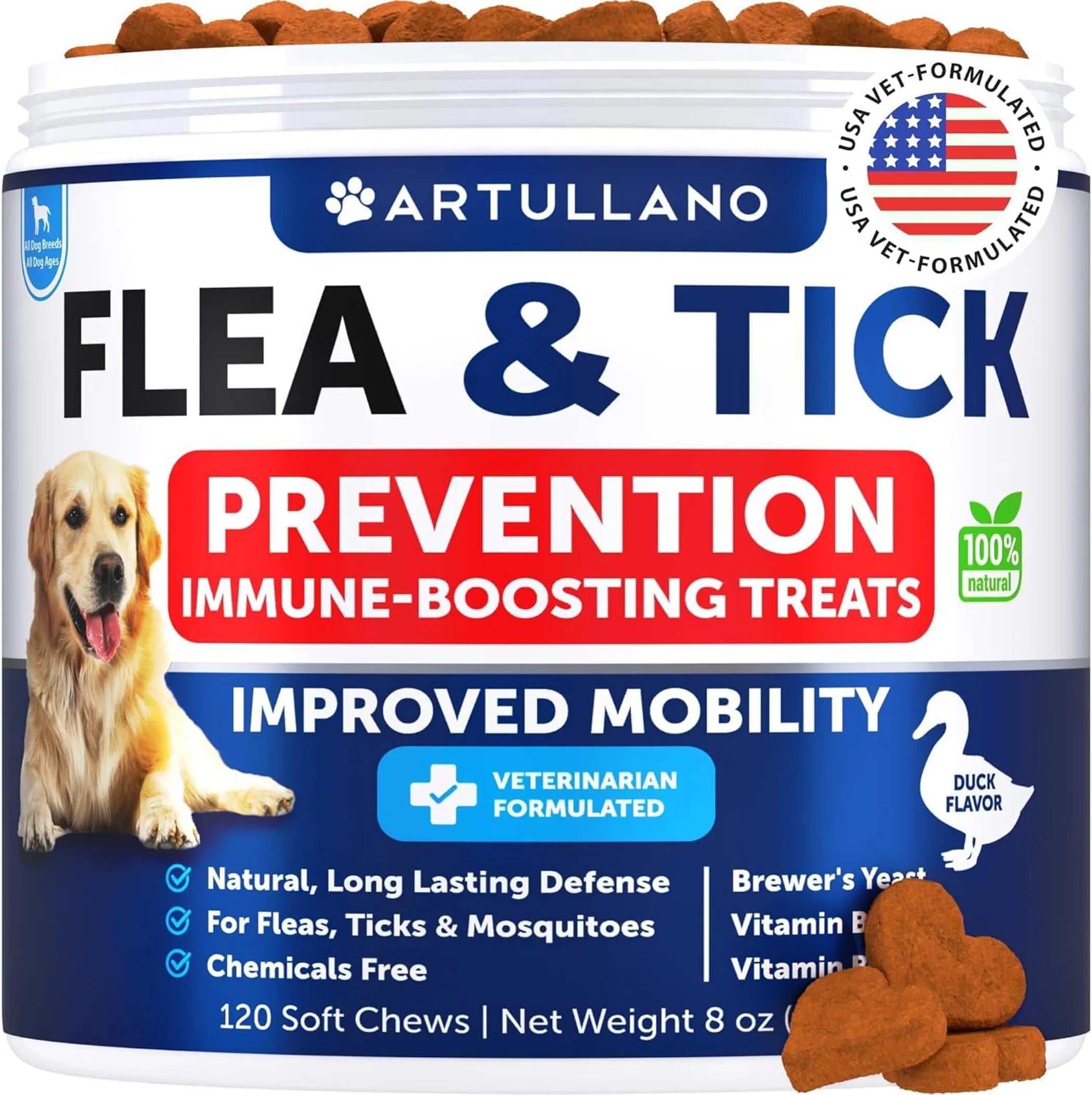 Natural Flea & Tick Chews For Dogs - Duck Flavor