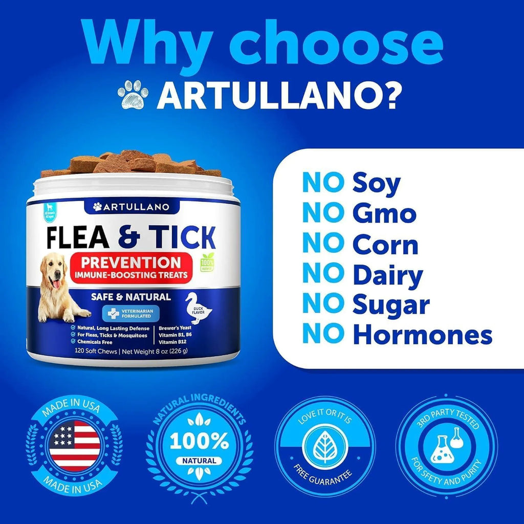 Natural Flea & Tick Chews For Dogs - Duck Flavor