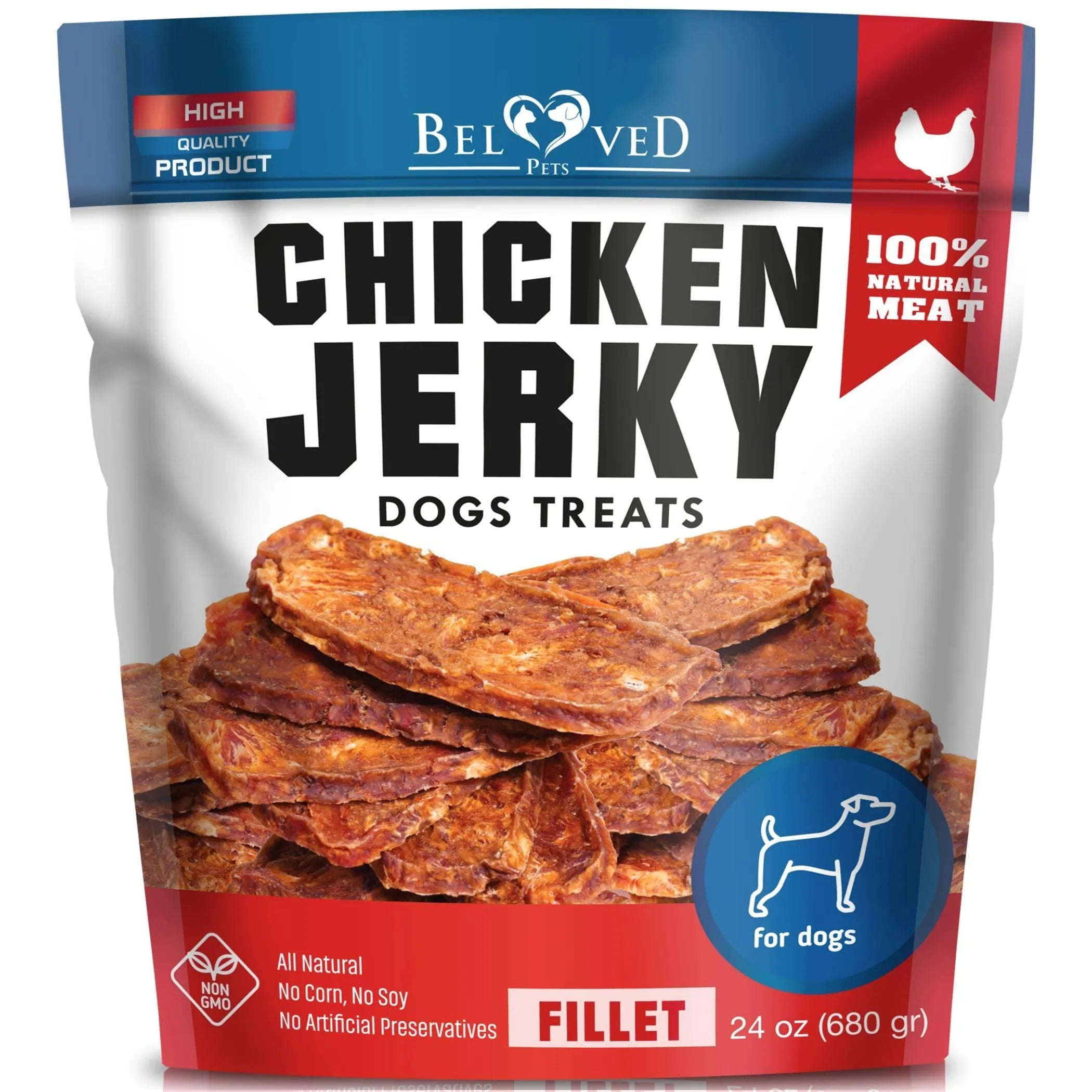 100% Chicken Jerky Dog Treats - Fillet