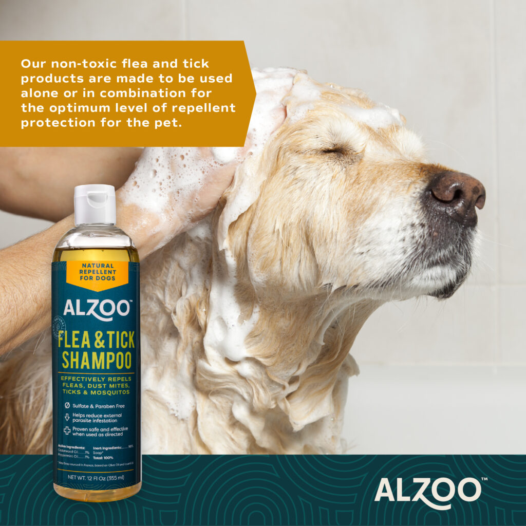 ALZOO Plant-Based Flea and Tick Repellent Shampoo for Dogs